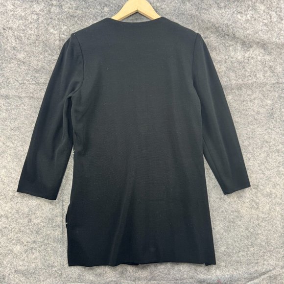 Ming Wang Cardigan Womens S‎ Black Green Geometric Embroidered Knit 3/4 Sleeve - Picture 2 of 10